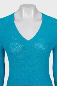 Knitted pullover in blue
