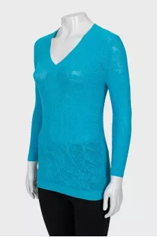 Knitted pullover in blue