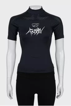 Sports top with zip and print