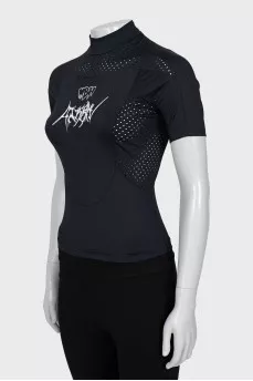 Sports top with zip and print