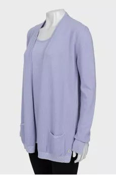 Cashmere Cardigan and T-shirt Set