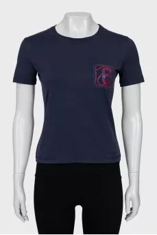 Blue T-shirt with branded print