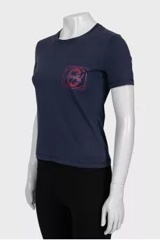 Blue T-shirt with branded print