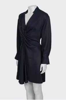 Navy Blue Dress with Draping