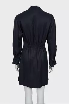 Navy Blue Dress with Draping
