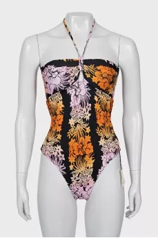 Swimsuit with ties and tag
