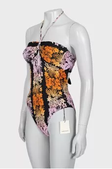 Swimsuit with ties and tag