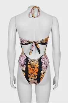 Swimsuit with ties and tag