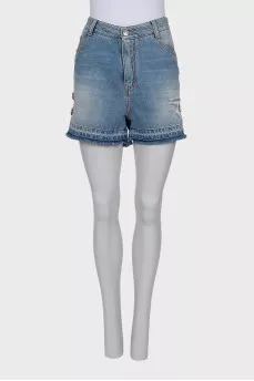 Denim shorts with crystals