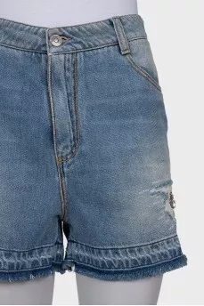 Denim shorts with crystals