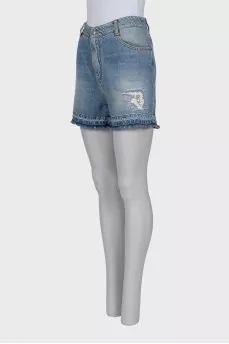 Denim shorts with crystals