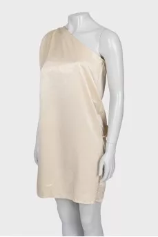 Beige one shoulder dress