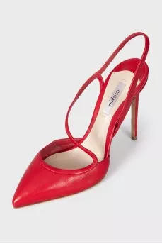 Red leather slingbacks