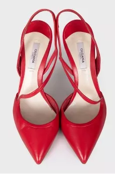 Red leather slingbacks