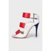 Red and white leather sandals