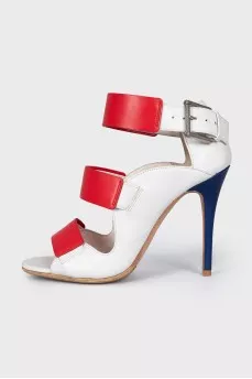 Red and white leather sandals