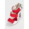 Red and white leather sandals