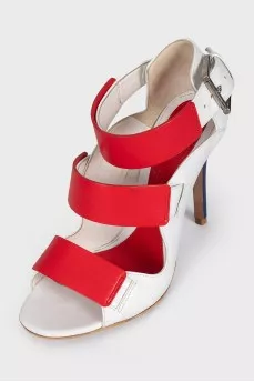 Red and white leather sandals