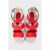 Red and white leather sandals