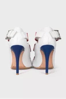 Red and white leather sandals