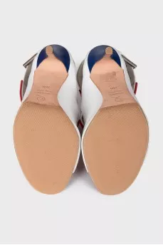 Red and white leather sandals