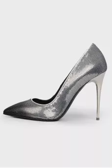 Stile leather shoes with sequins