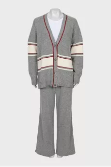 Cashmere cardigan and trousers suit