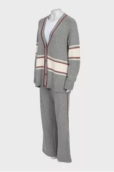 Cashmere cardigan and trousers suit