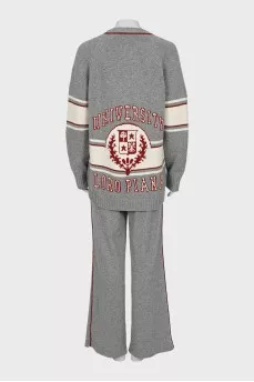 Cashmere cardigan and trousers suit