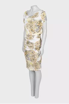 White Printed Sleeveless Dress
