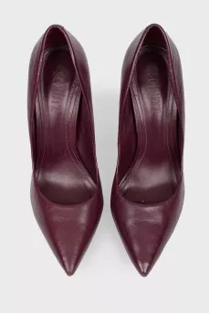 Purple leather stilettos
