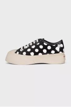 Patent leather polka dot sneakers