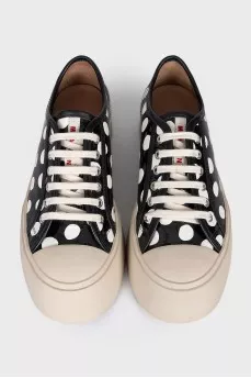 Patent leather polka dot sneakers
