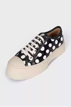 Patent leather polka dot sneakers