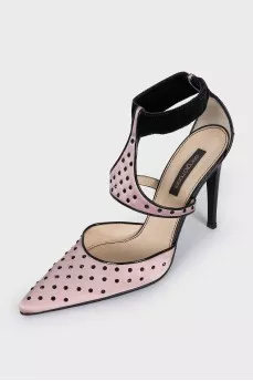 Textile shoes with black rhinestones