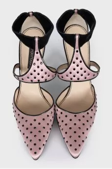 Textile shoes with black rhinestones
