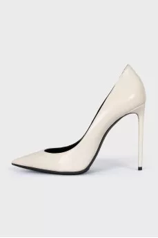 White leather pumps