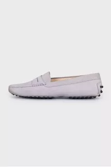 Grey suede moccasins