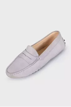 Grey suede moccasins