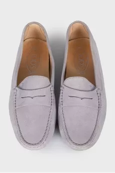 Grey suede moccasins