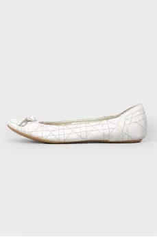 Leather ballets with silver stitching