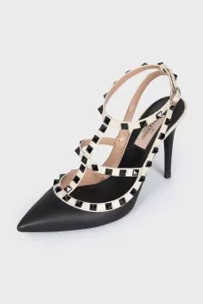 Rockstud Leather Slingbacks