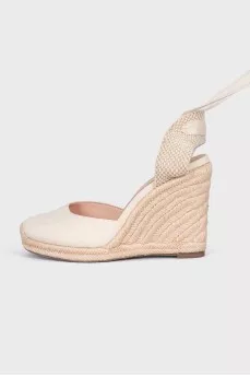 Beige wedge shoes