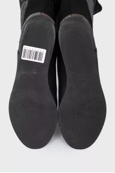 Leather boots with textile insert