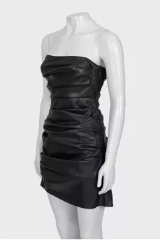 Off the shoulder leather jumpsuit