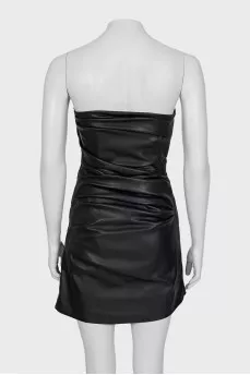 Off the shoulder leather jumpsuit
