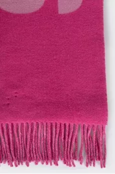 Pink wool scarf with brand logo