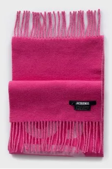 Pink wool scarf with brand logo