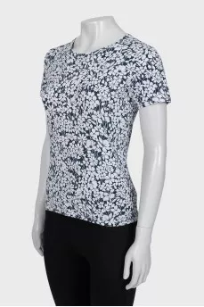 Two-tone floral print t-shirt