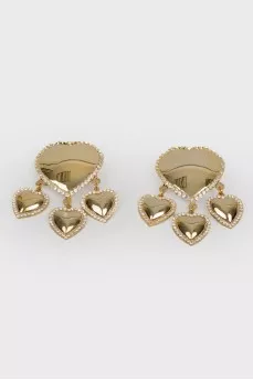 Clip-on earrings in the shape of hearts with stones